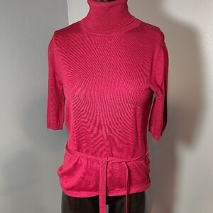 Red Turtleneck Sweater with Belt